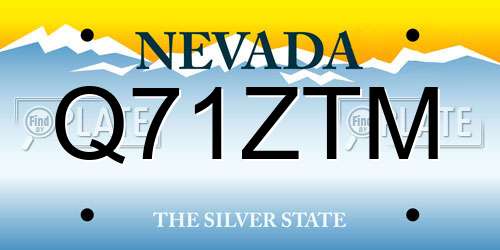 Q71ZTM Nevada License Plate