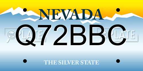 Q72BBC Nevada License Plate