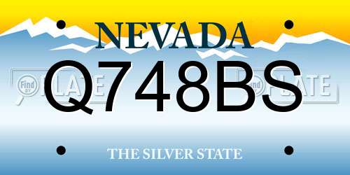 Q748BS Nevada License Plate