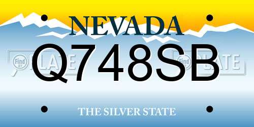 Q748SB Nevada License Plate