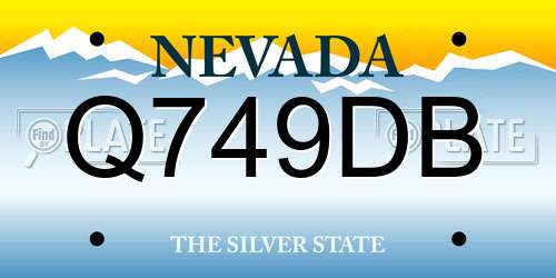 Q749DB Nevada License Plate