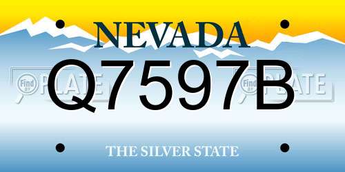 Q7597B Nevada License Plate