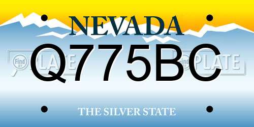 Q775BC Nevada License Plate