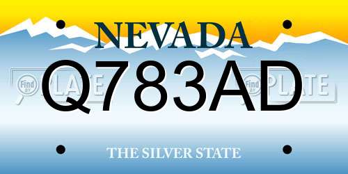 Q783AD Nevada License Plate
