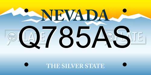 Q785AS Nevada License Plate