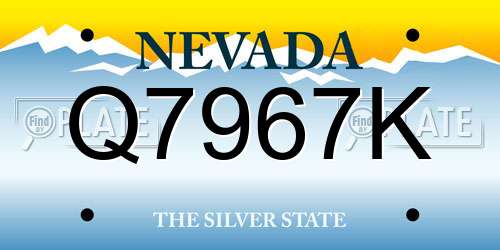 Q7967K Nevada License Plate