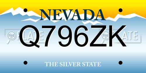 Q796ZK Nevada License Plate