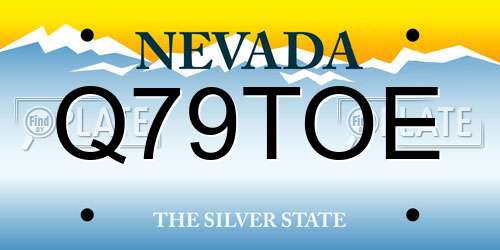 Q79TOE Nevada License Plate