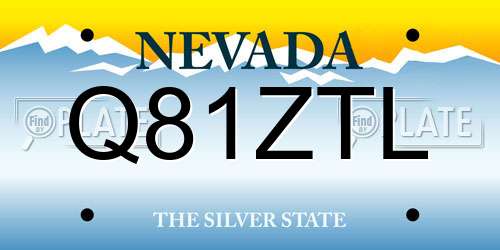 Q81ZTL Nevada License Plate