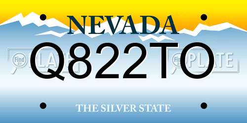 Q822TO Nevada License Plate