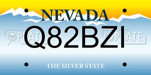 Q82BZI Nevada License Plate