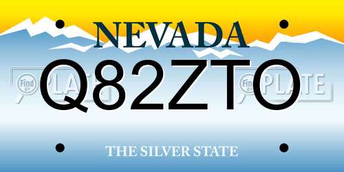 Q82ZTO Nevada License Plate