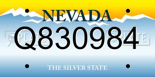Q830984 Nevada License Plate