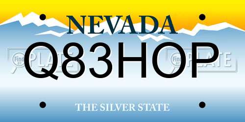 Q83HOP Nevada License Plate