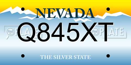 Q845XT Nevada License Plate