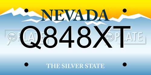 Q848XT Nevada License Plate