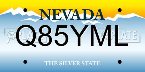Q85YML Nevada License Plate