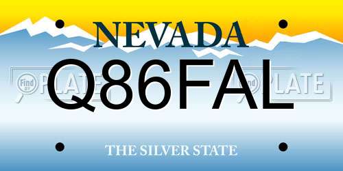 Q86FAL Nevada License Plate