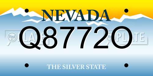 Q8772O Nevada License Plate