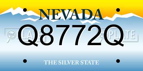 Q8772Q Nevada License Plate