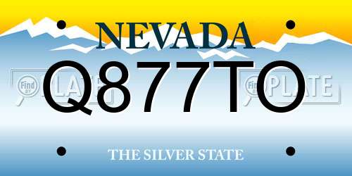 Q877TO Nevada License Plate