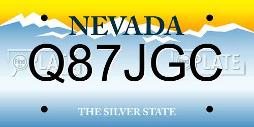 Q87JGC Nevada License Plate