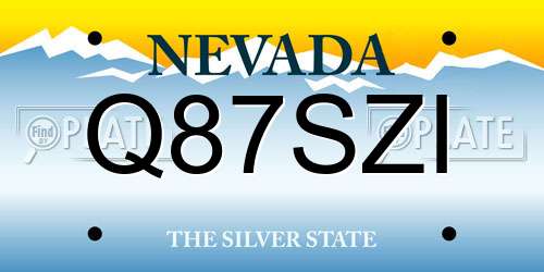 Q87SZI Nevada License Plate