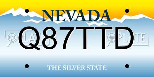 Q87TTD Nevada License Plate