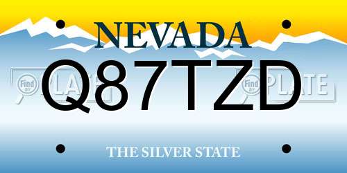 Q87TZD Nevada License Plate