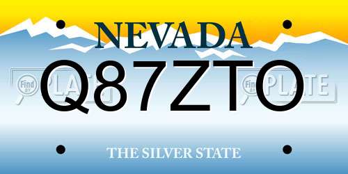 Q87ZTO Nevada License Plate