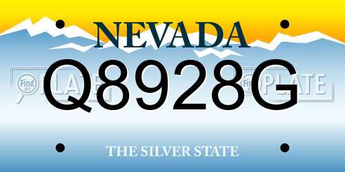 Q8928G Nevada License Plate
