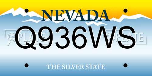 Q936WS Nevada License Plate