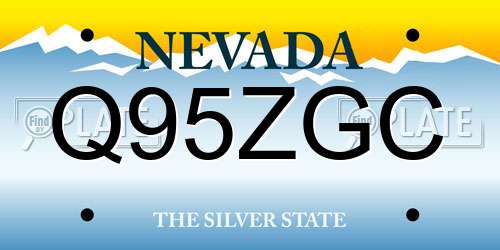 Q95ZGC Nevada License Plate
