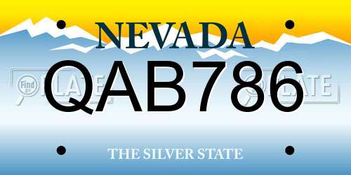 QAB786 Nevada License Plate