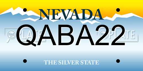 QABA22 Nevada License Plate