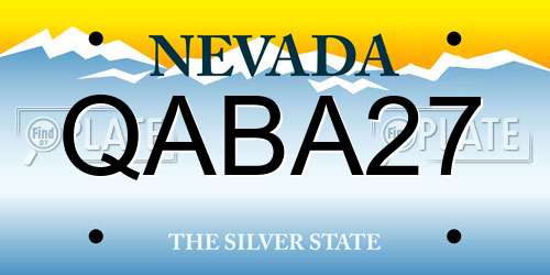 QABA27 Nevada License Plate