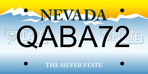 QABA72 Nevada License Plate