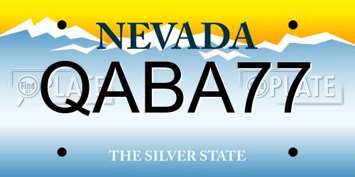 QABA77 Nevada License Plate