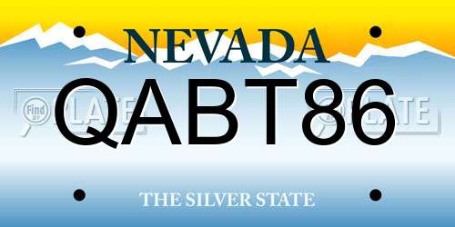 QABT86 Nevada License Plate
