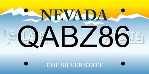 QABZ86 Nevada License Plate