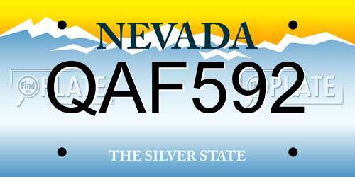 QAF592 Nevada License Plate