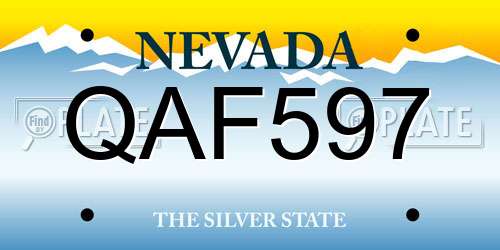 QAF597 Nevada License Plate