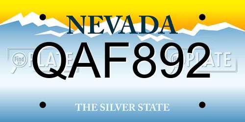 QAF892 Nevada License Plate
