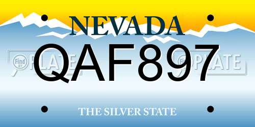 QAF897 Nevada License Plate