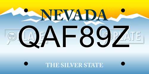QAF89Z Nevada License Plate