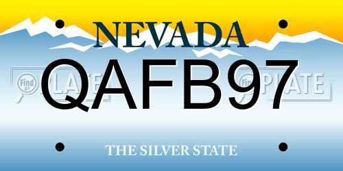 QAFB97 Nevada License Plate