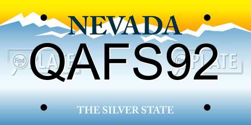 QAFS92 Nevada License Plate