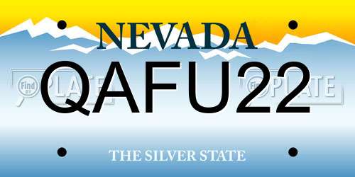 QAFU22 Nevada License Plate