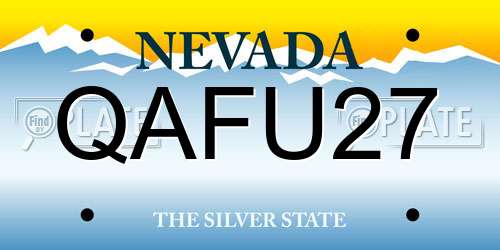 QAFU27 Nevada License Plate