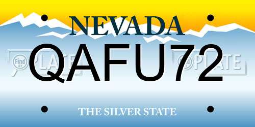 QAFU72 Nevada License Plate